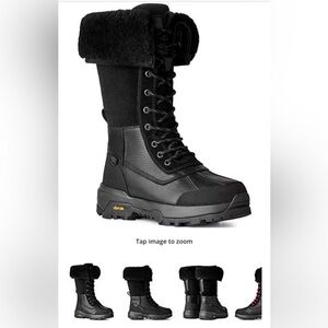 UGG Adirondack Tall Boots  XXV Waterproof Black Leather Lace-Up Boots